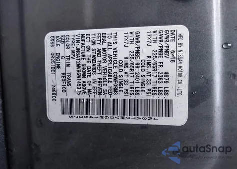 2016 Nissan Rogue S z USA, uszkodzony, nr VIN JN8AT2MV8GW145375